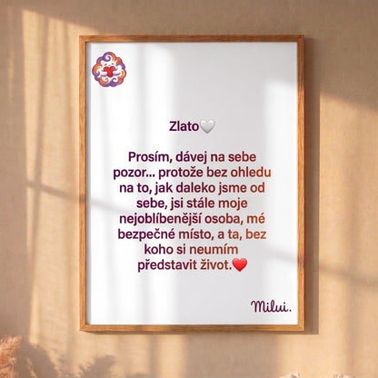 Prémiový plakát s citátem „Moje bezpečné místo“ 🤍